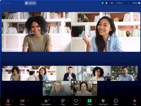 Zoom v 6 offers a new Multi-Speaker View option that highlights the participants who have most recently and frequently spoken at the top, and shows others in a smaller gallery below